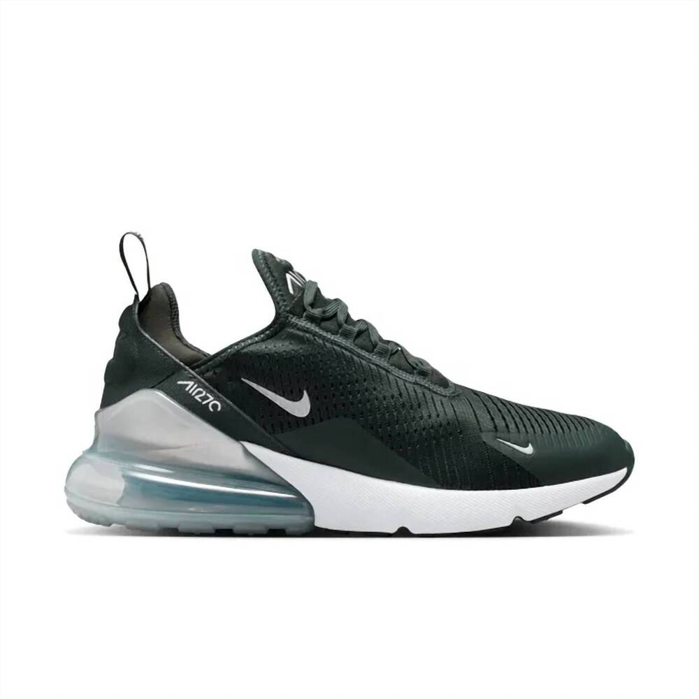 NEW NIKE women's air max 270 shoe in black spruce/ metallic silver
